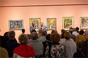Michael Hawker, Curator, Australian Art, leads an exhibition tour with Susi Muddiman OAM, Director, Tweed Regional Gallery & Margaret Olley Art Centre