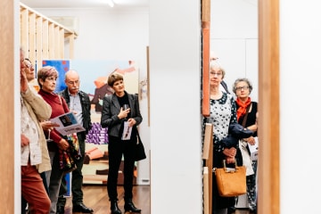 QAGOMA Members discover the work of Yarrenyty Arltere artists at an after-hours viewing at Edwina Corlette Gallery in New Farm