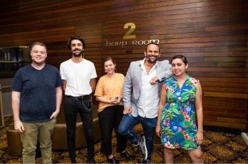 Filmmakers Rob Braslin, Liam Philips, Hayley Johnson, Majhid Heath and Kodie Bedford discussing their Indigenous Australian horror anthology, Dark Place 2019