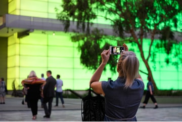 Members of CiMAM (International Committee for Museums and Collections of Modern Art) experience James Turrell’s Night Life 2018 at GOMA on their visit to Brisbane, as part of the 2019 Sydney Conference