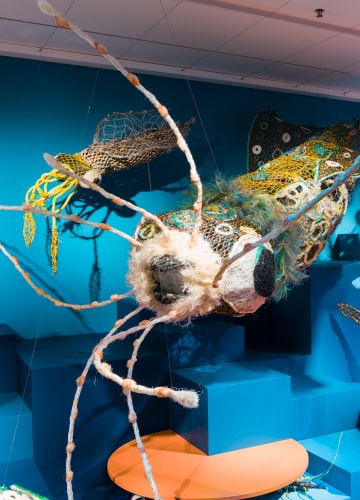 Developed in collaboration with Erub Arts (Darnley Island, Torres Strait), Marion Gaemers and Lynnette Griffiths, this project highlights how the artists create sculptures out of ghost nets as a way of raising awareness of ocean pollution; ‘ghost nets’ are fishing nets that have been abandoned or lost, causing great harm to marine life. ‘Below the Tide Line’ features a spectacular artwork display, as well as a drawing activity and an interactive animation exploring ocean conservation issues