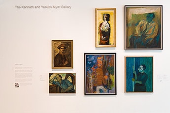 Works by Molvig’s contemporaries, including (clockwise from top left) John Rigby, Charles Blackman, John Aland, Andrew Sibley, Mervyn Moriarty and Maryke Degeus