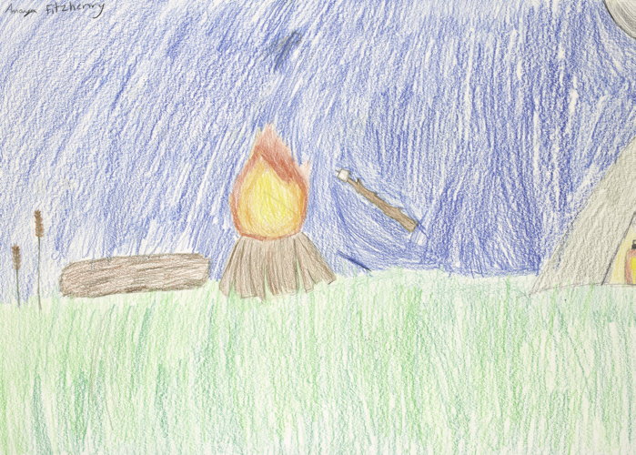 I drew a campfire because it's my favourite way of celebrating fire.